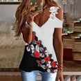 thumbnail image 2 of Gibobby Playeras Mujer Las mangas TV Encaje Casual Impreso Blusa Hombro Tops Cuello Sexy Mujer Fuera de la camisa Camisetas de mujer（Rojo， L), 2 of 5