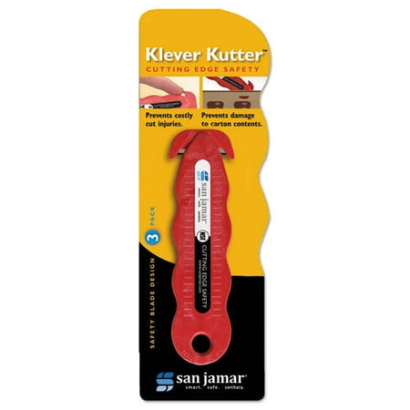 

San Jamar Klever Kutter Safety Cutter 3 Razor Blades Red