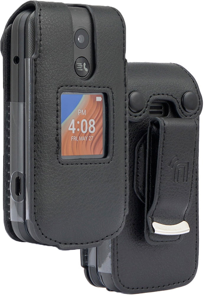 Case for Alcatel TCL Flip 2 Phone (2022), Nakedcellphone [Black Vegan