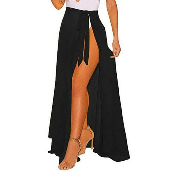 Women Skirts Elastic High Waist Maxi Skirts for Women Long Length Skirts with Pockets Black S