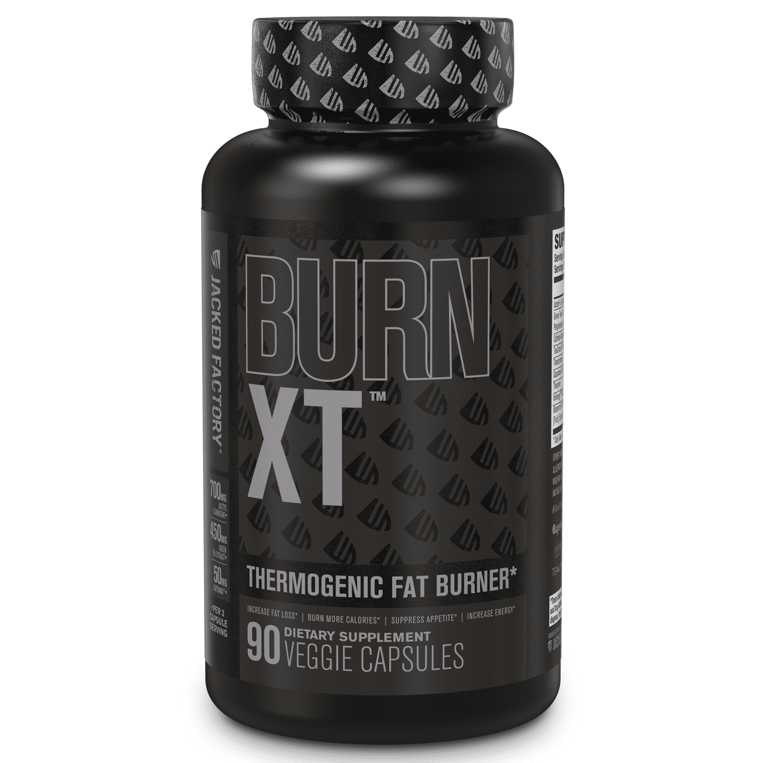 Jacked Factory Burn XT Black Thermogenic Fat Burner - Weight Loss Supplement, Appetite Suppressant, Nootropic Energy Booster - 90 Veg Diet Pills