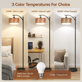 thumbnail image 3 of SUNMORY Rattan Floor Lamps, Boho Standing Lamps with Rattan & Linen Double Shades, Arc Lamp Floor with 12W Bulb, Foot Switch, Bohemian Floor Lamps for for Living Room, Bedroom, Study Room, 3 of 11