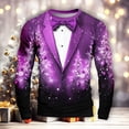 thumbnail image 2 of Mens Christmas Shirts Button Up Lapel Collar Long Sleeve Fitted Holiday Tops Party Outfits Funny Fake Suit Blazers (3XL, Purple), 2 of 4