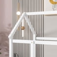 thumbnail image 4 of Modern Twin Floor Bed with Wooden House Roof Frame, Floor Bed Frame with Safety Fence Guardrails, Floor Bed for Kids, Children, Boys, Girls, White, 4 of 9