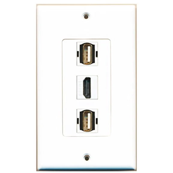 RiteAV - 1 Port HDMI 2 Port USB A-A Wall Plate Decorative