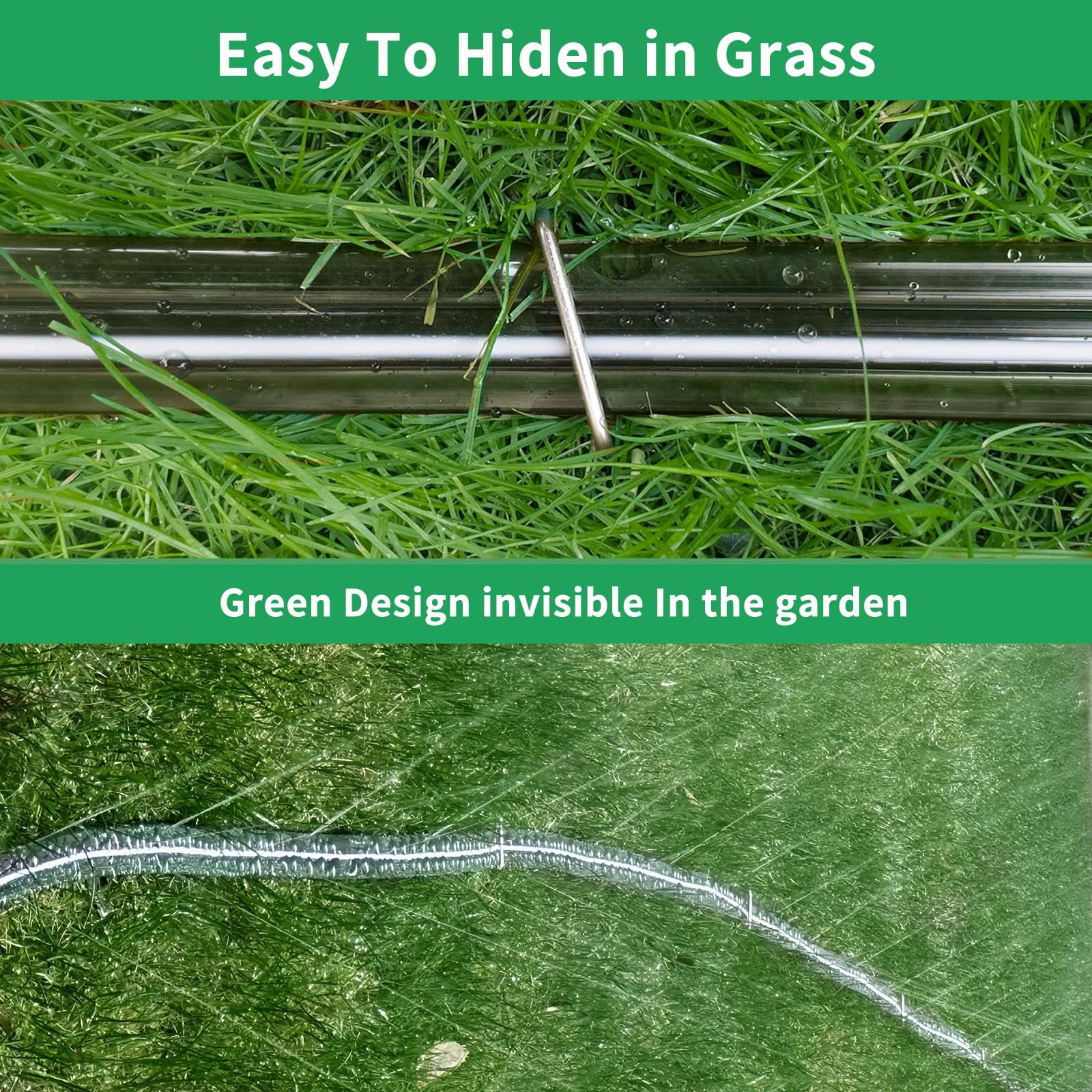 2026 Reinforced Sprinkler Hose & Soaker Hose for Yard 50/ 100FT Flat Garden Hose with Holes Stakes High Pressure Spray