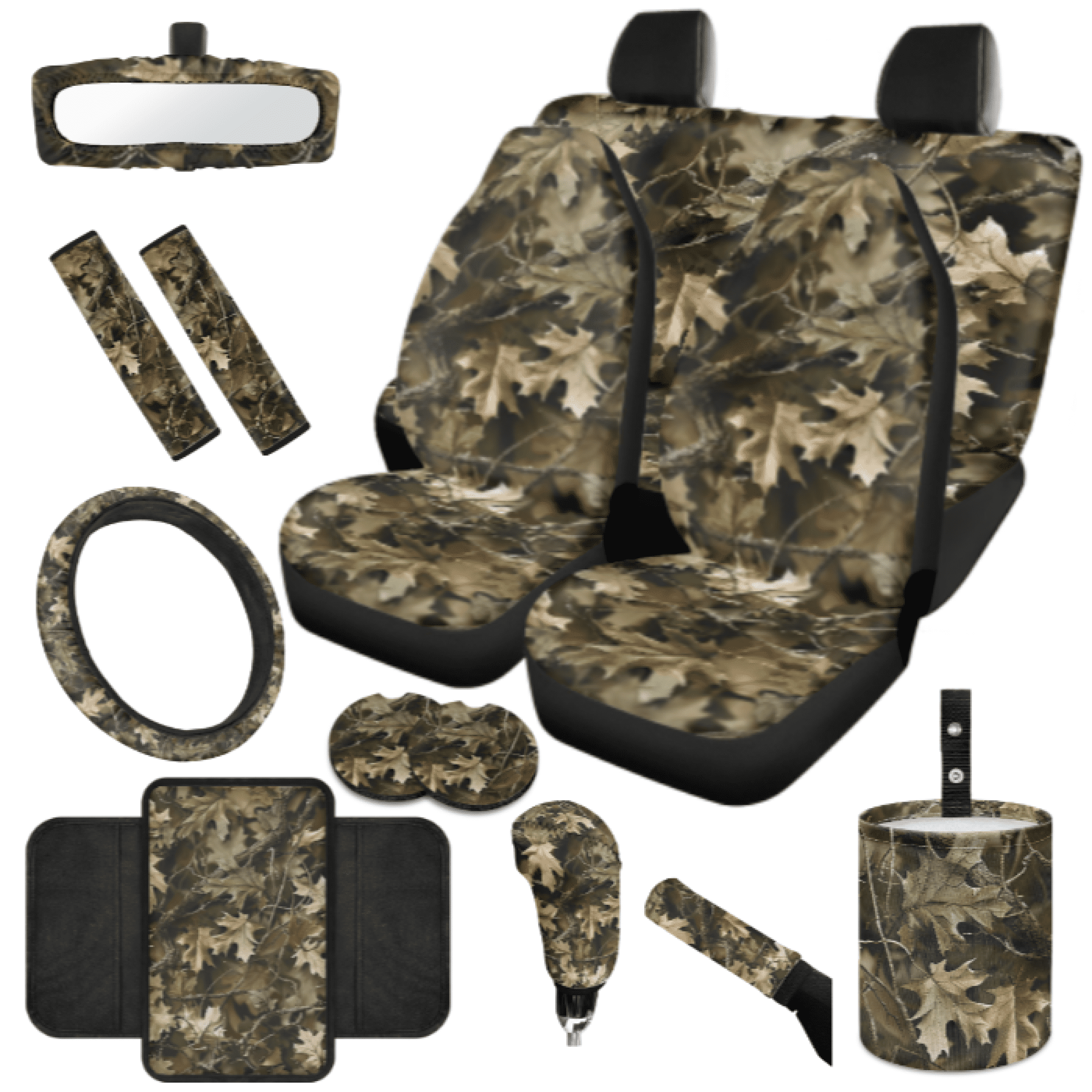 HUIACONG Camouflage Car Interior Set, with Mirror Protector For Automotive Car Cup Coasters Mirror Sleeve For Cars Car Console Armrest Cushion