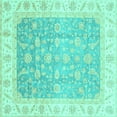 thumbnail image 1 of Ahgly Company Indoor Square Oriental Turquoise Blue Traditional Area Rugs, 3' Square, 1 of 4