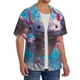 thumbnail image 2 of Pofeuu Cute Underwater Axolotl Print Mens Casual Short Sleeve Shirts Beach Summer Spread Collar Pocket Tops Men's Casual Short-sleeved Shirt-3X-Large, 2 of 5