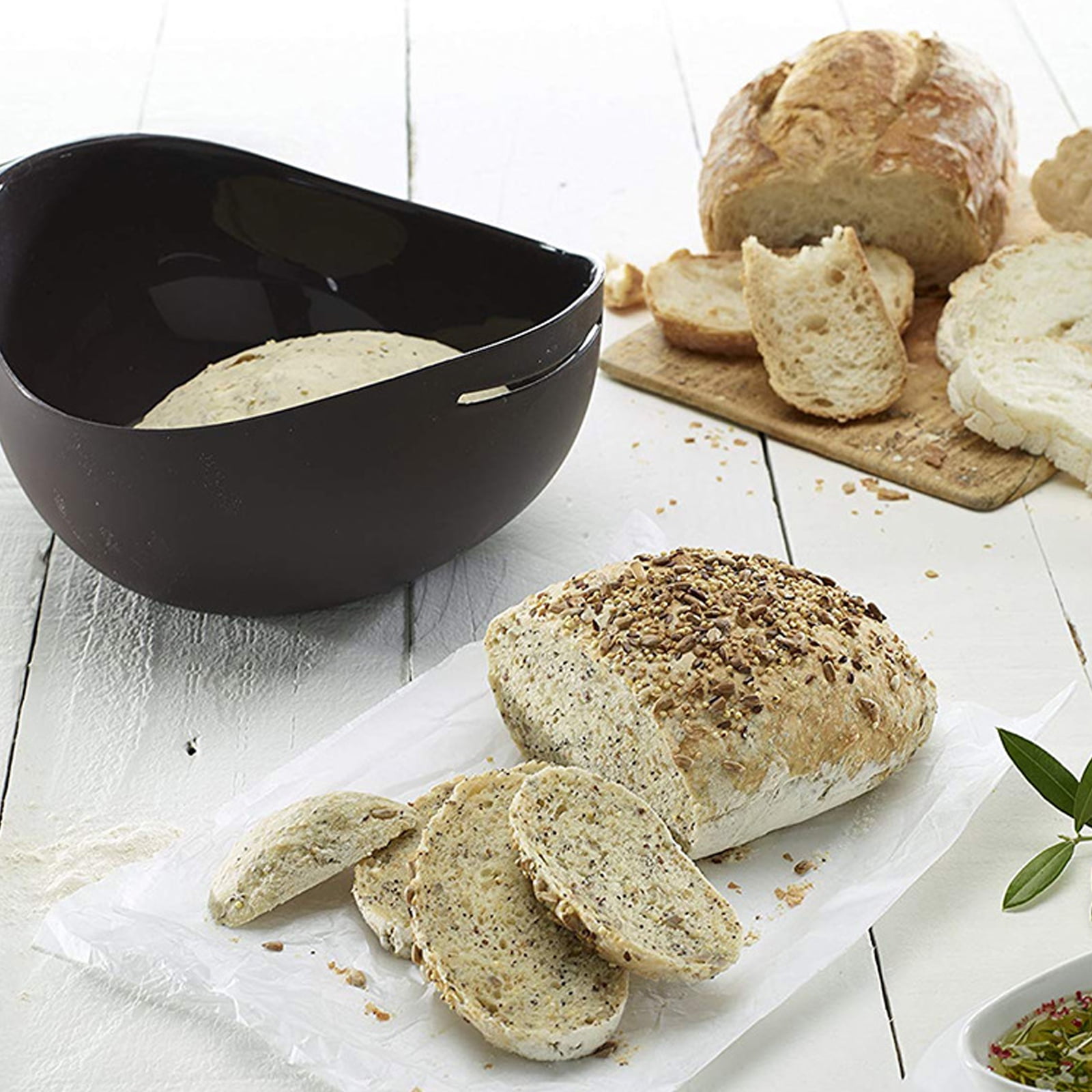 Aousin Silicone Bread Maker, Folding Bread Baking Pan Microwave Vegetable Steamer Pans Heat Resistant Reusable,Black 2Pack, Size: 2pcs