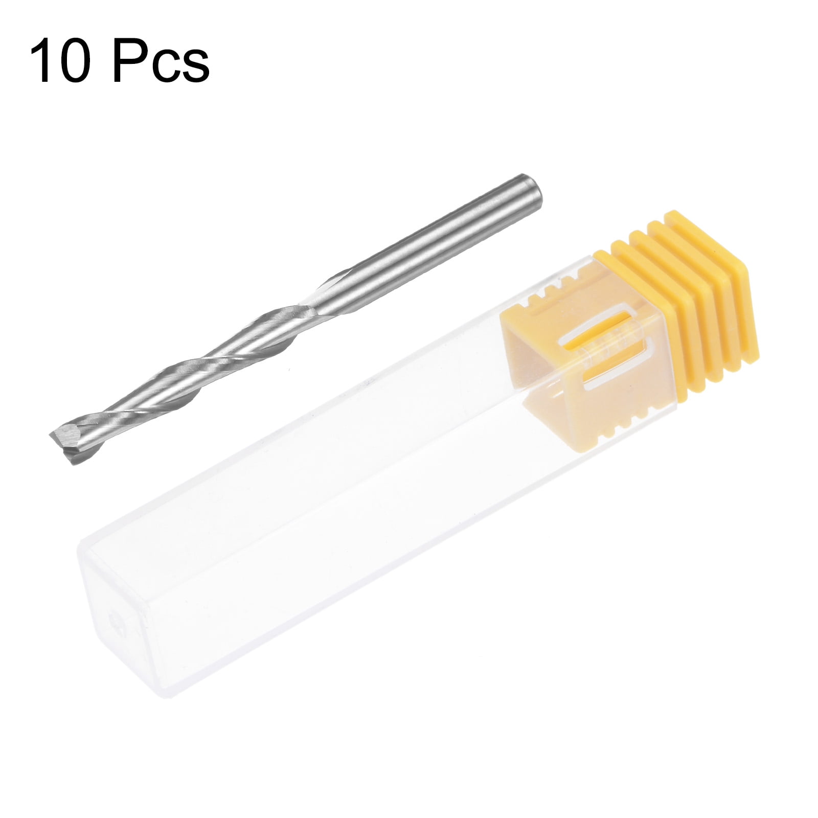 Uxcell 10 Pieces Spiral Router Bits 1/8" Shank 3.175mm x 22mm Up Cut 2 Flutes Carbide CNC End Mill Milling Bit