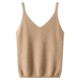 thumbnail image 4 of WULMLEO Women's V-Neck Knit Tank Top – Soft Stretchy Sleeveless Sweater in White, Perfect for Layering & Casual Wear Light Brown M, 4 of 5
