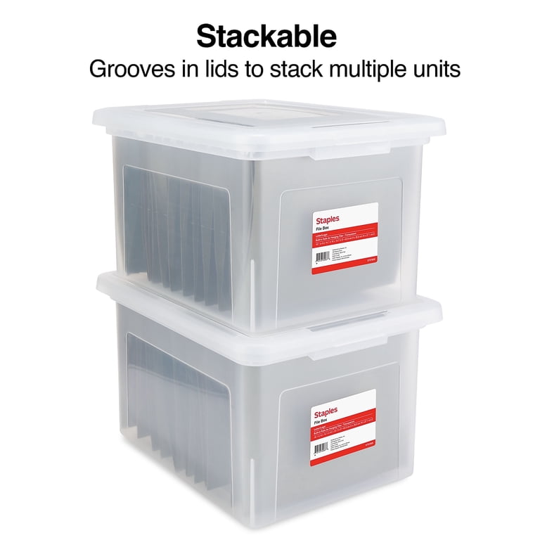 Staples Plastic Hanging File Storage Box, Clear, Stackable photo 5
