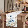 thumbnail image 2 of Blue Spring Floral Table Runner 120 Inches Long,Watercolor Blooming Summer Botanical Cotton Linen Table Runners Dresser Scarves,Fabric Tabletop Scarf Furniture Cover for Home Dinner Party 13"x120", 2 of 9