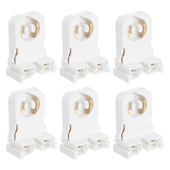 Uxcell T8 Lamp Holder,6 Pcs Light Socket Base Holder Non-Shunted Tombstone Flame Retardant Lamp Sockets, White