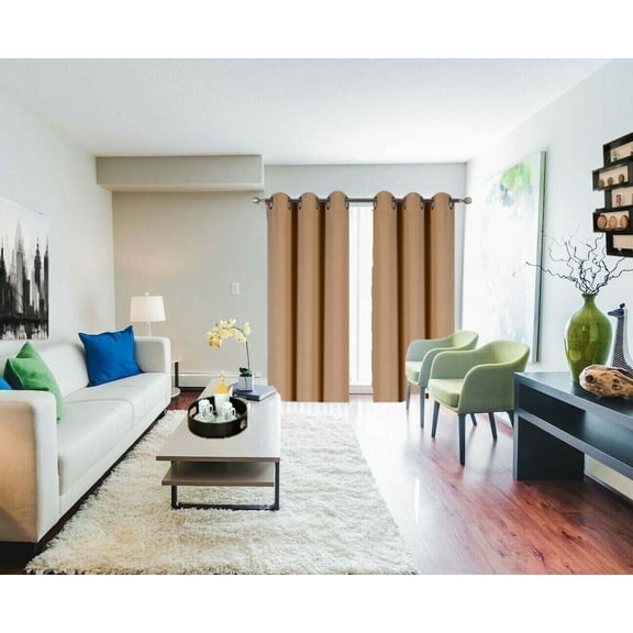 Blackout Window Curtain 84 " inch Long 1 Panel K68 Gold Color Thermal Top Grommets for Bedroom Closet Divider Room Home Décor