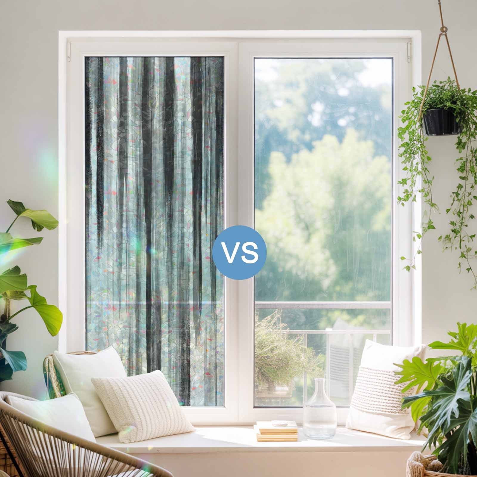 Black Gray White Window Privacy Film Stain Glass,Reusable Decorative Rainbow Window Film,Vintage Rustic Abstract Ombre Aesthetic Static Cling Sun Blocking Stickers Decals Covers 23.6" x 59" (2pcs)