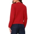 thumbnail image 3 of INSPIRE CHIC Button Down Cardigan Sweater for Women's Long Sleeve Crew Neck Solid Casual Knitted Jacket XS Red, 3 of 6