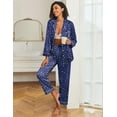 thumbnail image 5 of Ekouaer Women's Classic Button Down Long Satin Silk Pajama Set, 5 of 6