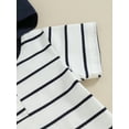 thumbnail image 5 of Infant Baby Boys Summer Stripe Print Short Sleeve Hood T-Shirt with Elastic Waist Shorts Outfit, 5 of 8