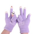 thumbnail image 2 of Guantes de pantalla táctil de lana a prueba de frío con forro polar cálido y grueso con dedos abiertos para mujer de invierno, 2 of 6