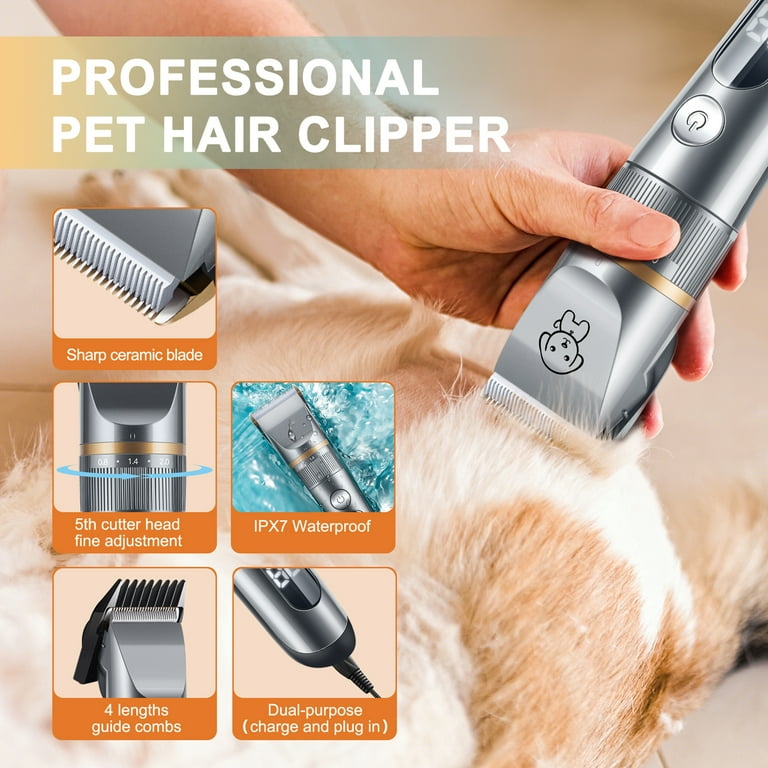 Arealer Hair Trimmer Quiet Cat Clippers Grooming Kit with Comb 5 Speed Cat Shavers for Matted Long Hair