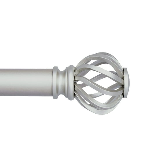 Kenney® Cage 1" Value Decorative Window Curtain Rod, 30-84", Brushed Nickel