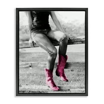 Stupell Industries Glam Cowgirl in Boots Novelty Painting Black Floater Framed Canvas Art Print Wall Art, 17 x 21