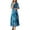Blue, variant on Jamsmile Women Dress Summer Floral Print Short Sleeve Dresses Long Casual Loose V Neck Slim Short Beach Vacation A Line Dress