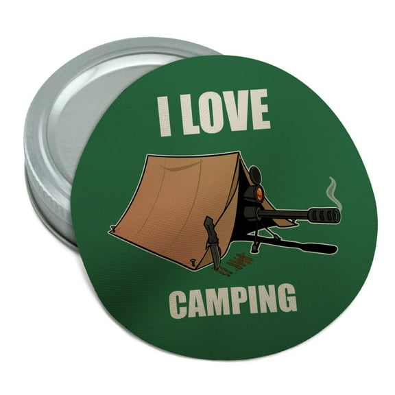 I Love Camping Sniper Shooting Gaming Gamer Round Rubber Non-Slip Jar Gripper Lid Opener