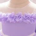 thumbnail image 6 of NAISIBABY Little Girls Floral Dress, Lace Short Sleeve Back Bowknot Tutu Mesh Birthday Wedding Party Pageant Princess Dress Purple 6Months, 6 of 9