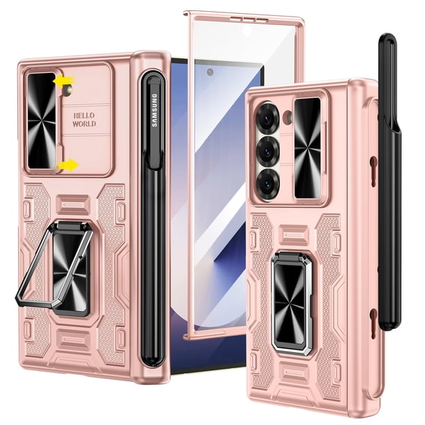 Funda VEGO para Samsung Galaxy Z Fold 6 con soporte para S Pen en rosa rosa