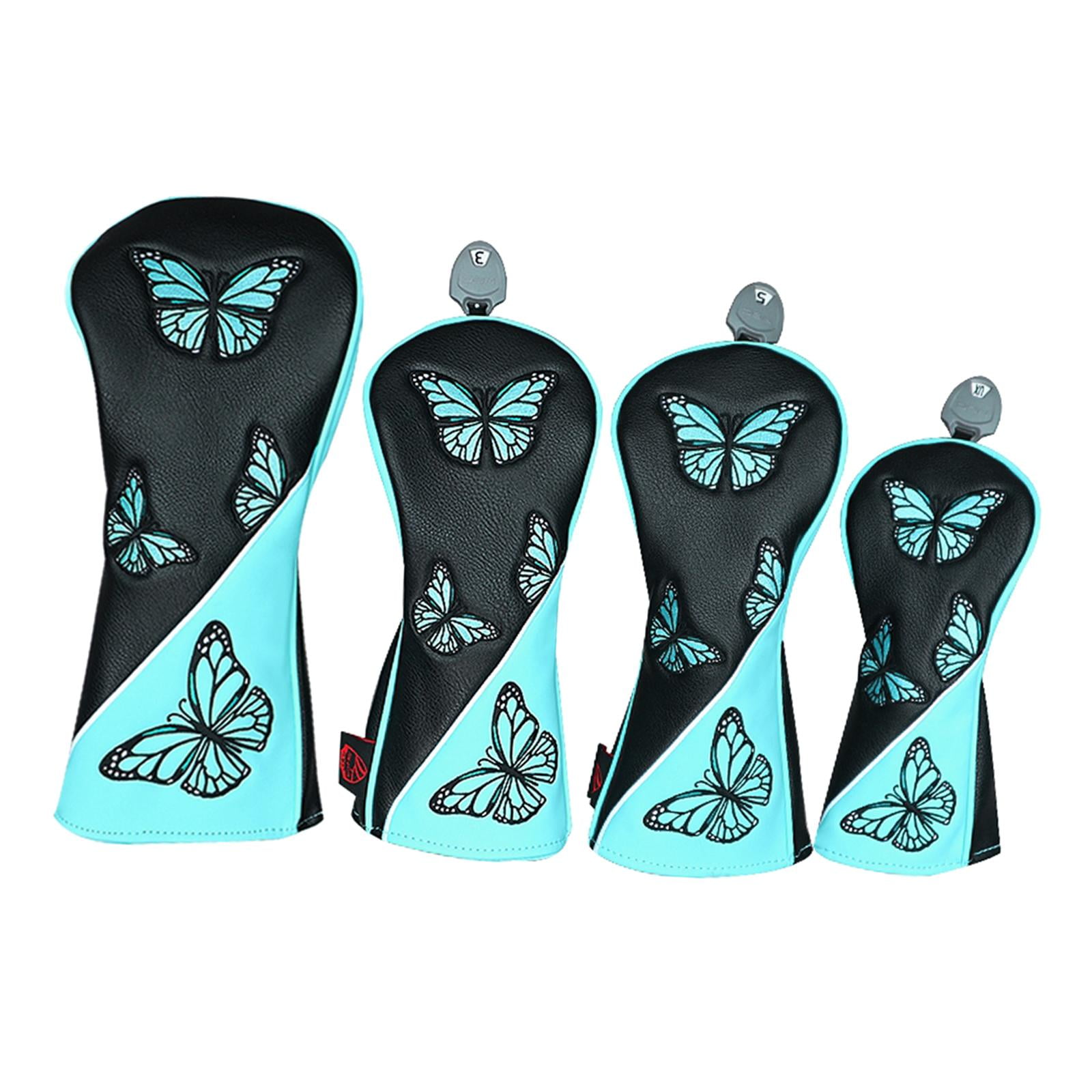 harayaa 4Pcs Golf Club Head Covers Golf Shaft Protector Golf Headcovers Golf Hybrid Head black