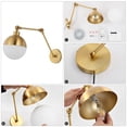 thumbnail image 5 of JONATHAN Y Alba 8" 1-Light Mid-Century Modern Arm-Adjustable Iron/Glass LED Sconce, Brass Gold/Frosted, 5 of 9