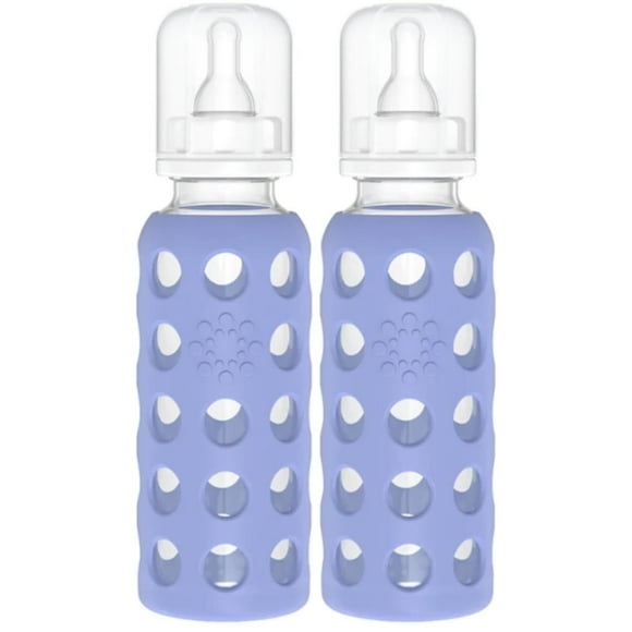 Botella de Bebé de Vidrio Lifefactory Blueberry con Funda de Silicona, 2 Piezas multicolor