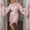 Pink, variant on Women's Satin Mini Robe Faux Feather Trim Long Sleeve V Neck Belted Sleepwear S