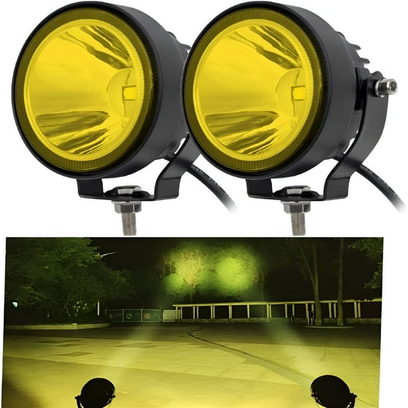 HIBIBUD LED Amber Lights Round 3000LM Fog Lights Spot Beam LED Pods Lights for Trucks Pick-up 2pcs