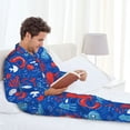 thumbnail image 6 of Balery Nautical Animals Pattern Pajama Sets for Men Long Sleeve 2 Piece Sleepwear Loungewear Sets Soft PJ's with Pockets Long Sleeve Comfy Pj Sets-Medium, 6 of 7