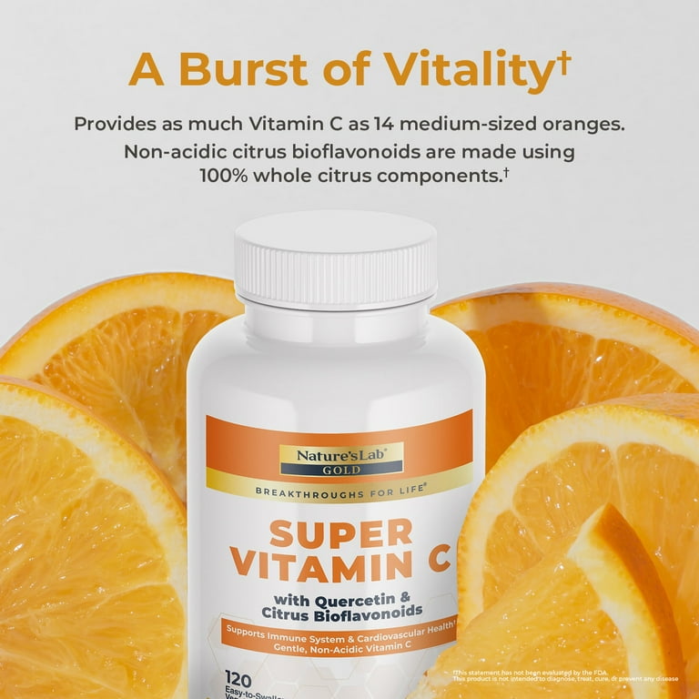 Nature's Lab Gold Super Vitamin C 1000mg, Bioflavonoids, Quercetin