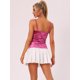 thumbnail image 3 of Disfraz de navidad Camiseta sin mangas de terciopelo para mujer con fruncido en la parte delantera para fiesta Rosa Caliente S, 3 of 5