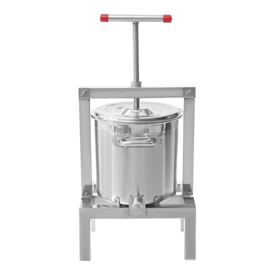 Fichiouy 10L Stainless Steel Grape Juicer Apple Presser Cheese Extractor Manual Grape Presser for Wine Fruit Cider Juice