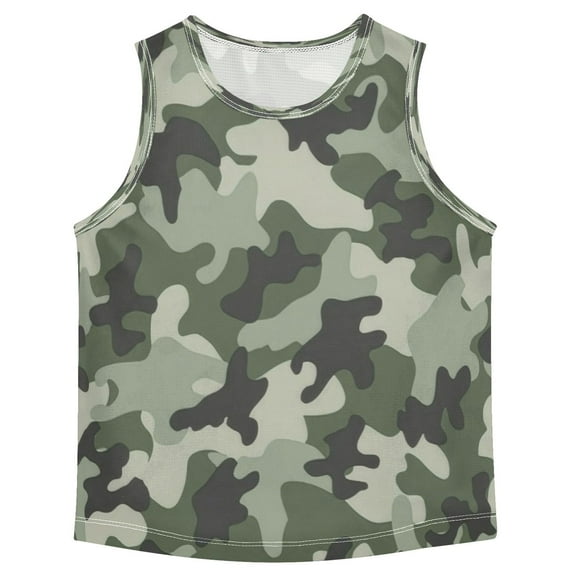 Boys' Tank Top Shirts - Quick-Dry Athletic Boys' Tank Top for Running & Gym - Breathable Muscle Tee with Racerback Design Military Style Camouflage