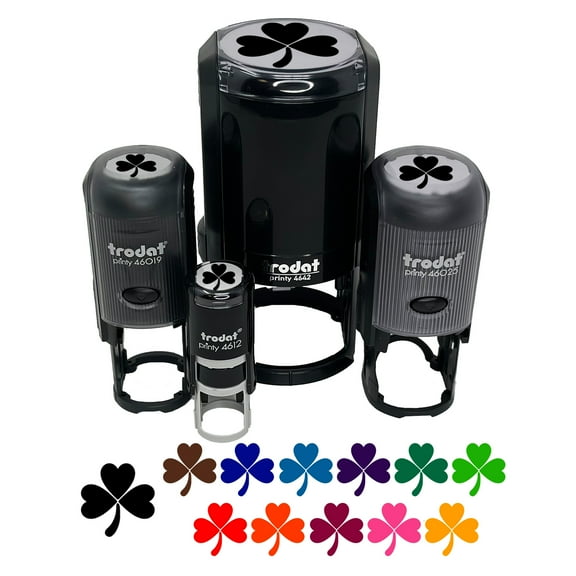 Three Leaf Clover Shamrock Self-Inking Rubber Stamp Ink Stamper - Black Ink - Mini 1/2 Inch