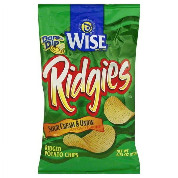 Wise Ridgies Sour Cream & Onion Potato Chips, 6.75 Oz.