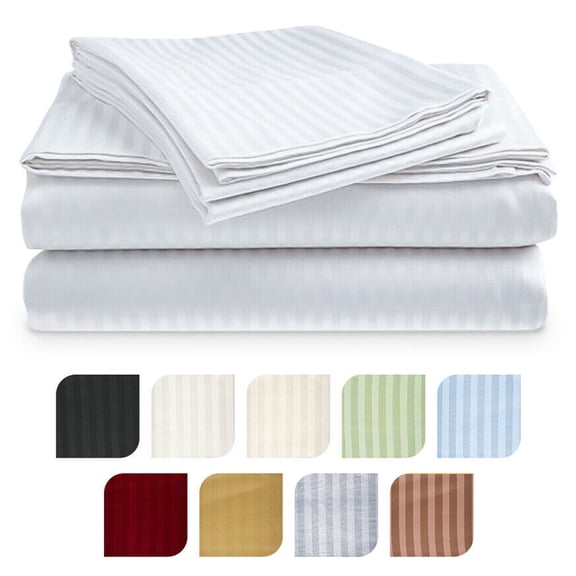 SAYFUT Platinum Level Sheets - 400 Thread 121% Cotton Sateen Dobby Stripe Bed Sheet