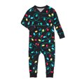thumbnail image 2 of Yuaguia Family Christmas Matching Pajamas Set, Merry and Bright Light Print Long Sleeve Tops and Black Pants, Holiday Sleepwear, Baby 9 Months, 2 of 4