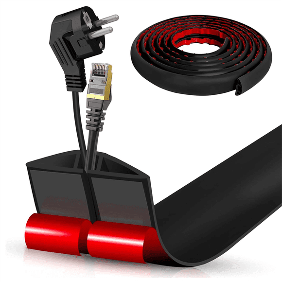 Floor Cord Cover Cable Cavity Self Adhesive Cord Hider Floor 10FT Floor Cable Management Power Cord Protector Black