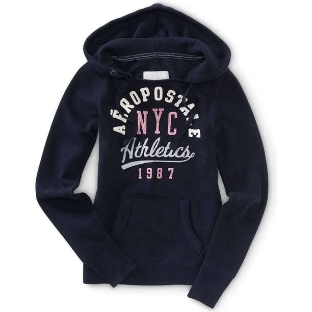 Aeropostale Nyc Athletics Popover Sudadera con capucha para mujer, azul, extragrande Aeropostale Sudadera