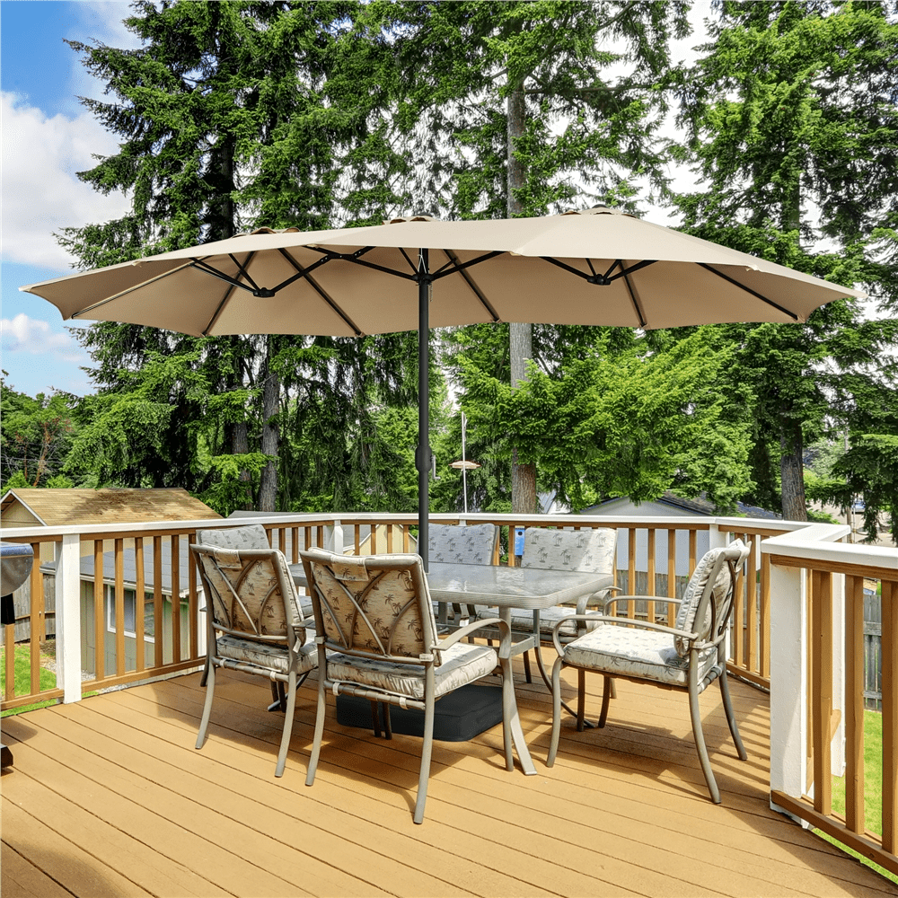 Renwick 13 FT Triple-Size Extra Large Patio Umbrella with Crank, Tan