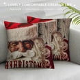 thumbnail image 3 of Qinduosi Red Merry Christmas Throw Pillow Cover Decorative Vintage Wood Background with Santa Clause is Coming to Town Pillow Cases Linen Inch Cushion Cover Home Decor for Sofa Couch, 3 of 5